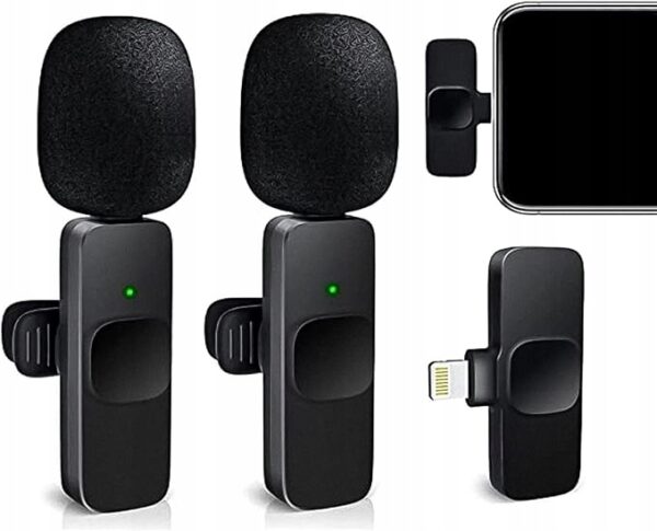 Mikrofon Bezprzewodowy 2,4 GHz Krawatowy USB Lightning Zestaw 2szt