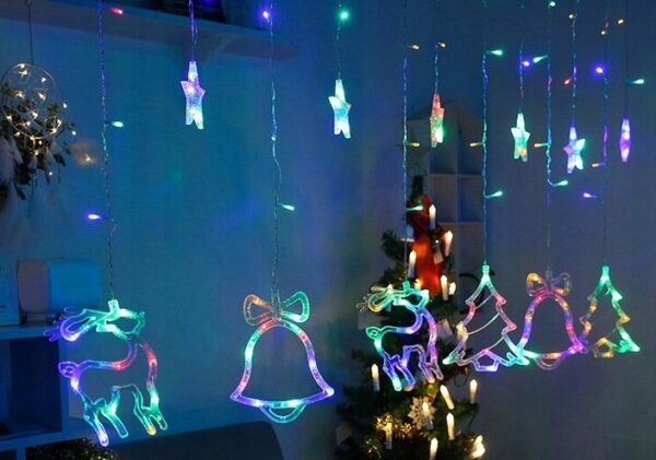 RENIFERKI ŚWIĘTA KURTYNA lampki LED 3M GIRLANDA