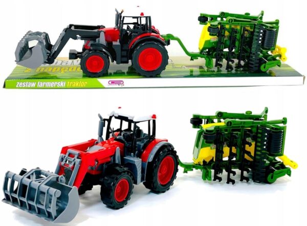 TRAKTOR Z TUREM I NAPĘDEM + MASZYNA ROLNICZA BRONY ZĘBOWE 3834 57 cm