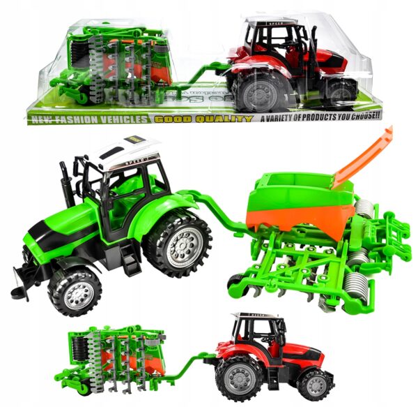 TRAKTOR Z MASZYNĄ ROLNICZĄ CIĄGNIK POJAZD 60 cm
