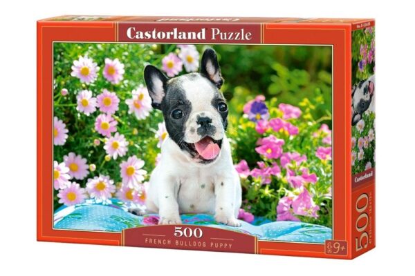 PUZZLE 500 ZWIERZĘTA PIES BULDOG KWIATY CASTOR 9+