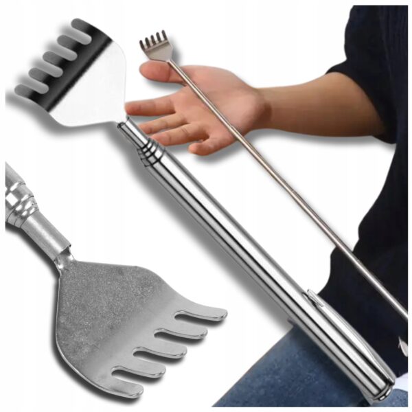 Drapak do pleców metalowy, teleskopowy z breloczkiem składany 17-50 cm