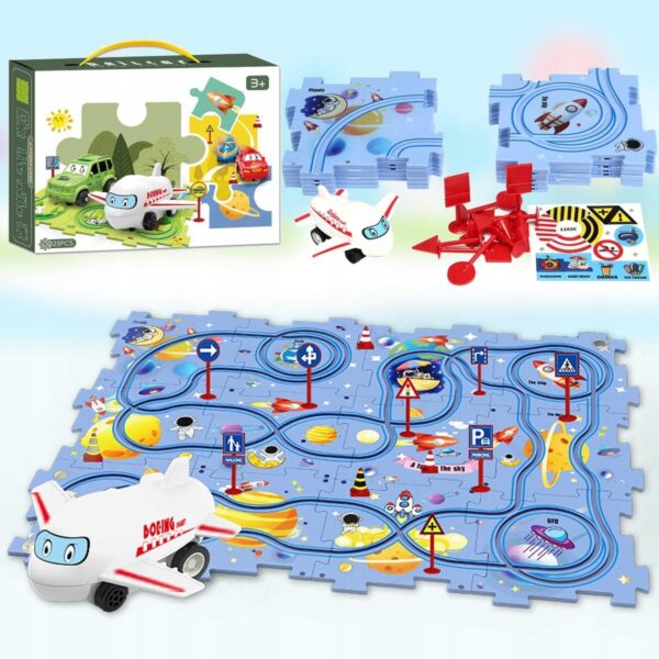 Samochód Zestaw zabawek dla dzieci Pojazd Znaki Mata Puzzle 25el Kosmiczny