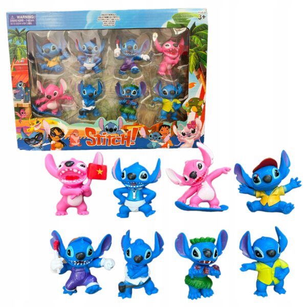 LILO & STITCH ZESTAW FIGUREK 8 SZT. DLA DZIECI DEKORACJA TORTU ZABAWKI 7 CM