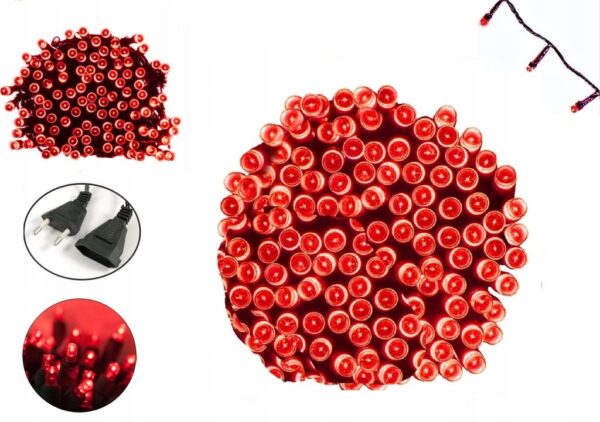 LAMPKI CHOINKOWE 100 LED CZERWONE