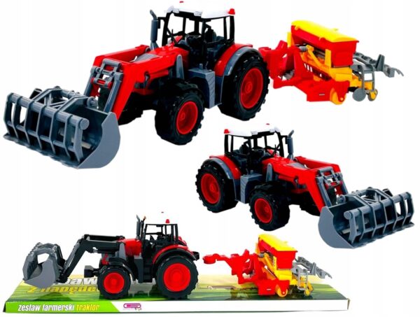 TRAKTOR Z MASZYNĄ ROLNICZĄ CIĄGNIK POJAZD 55 cm