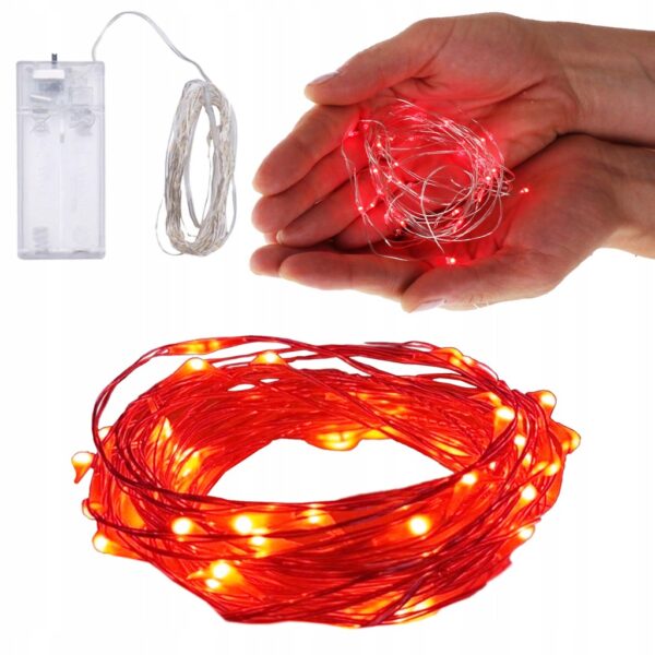 LAMPKI DRUCIKI 30 LED CZERWONE 3 m