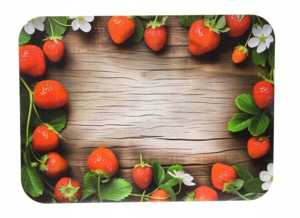 Mata stołowa 40x30 cm TRUSKAWKI NA DREWNIANYM TLE