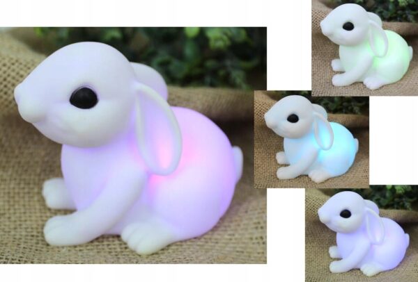 Królik wielkanocny świecący LED RGB zajączek 12 cm