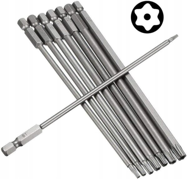 Zestaw bitów magnetycznych Torx T15/T20/T25/T27/T30/T40 długie