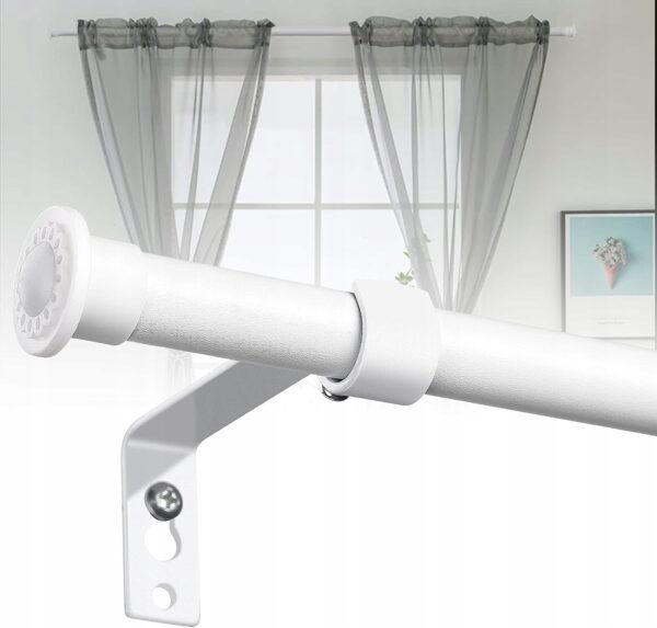 Karnisz na firanki zasłony regulowany metalowy 71-127 cm  biały