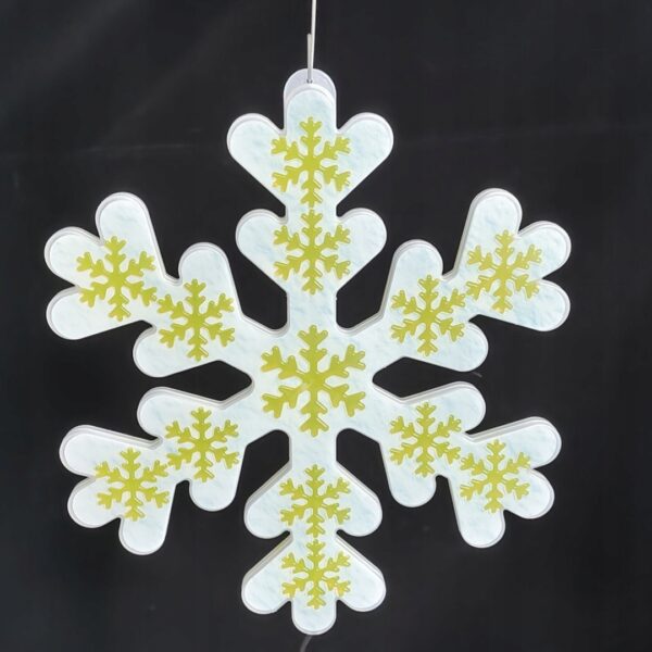 ŚNIEŻYNKA NEON LED 38 CM PŁATEK ŚNIEG ZIMNO BIAŁA + ŻÓŁTA LED