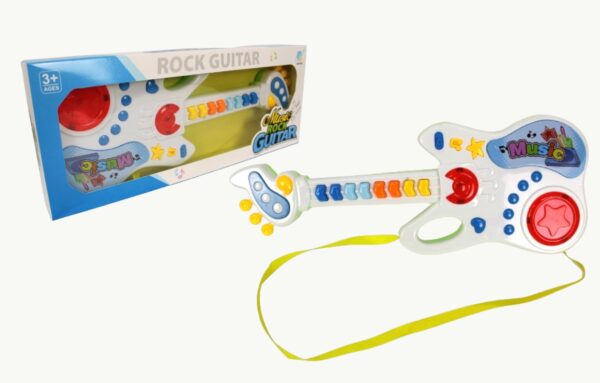 GITARA ROCKOWA INTERAKTYWNA DLA DZIECI ŚWIECI GRA INSTRUMENT MUZYCZNY LED