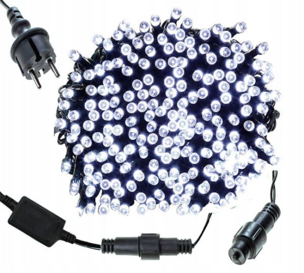 Lampki choinkowe 300 LED Zimno Białe + FLASH