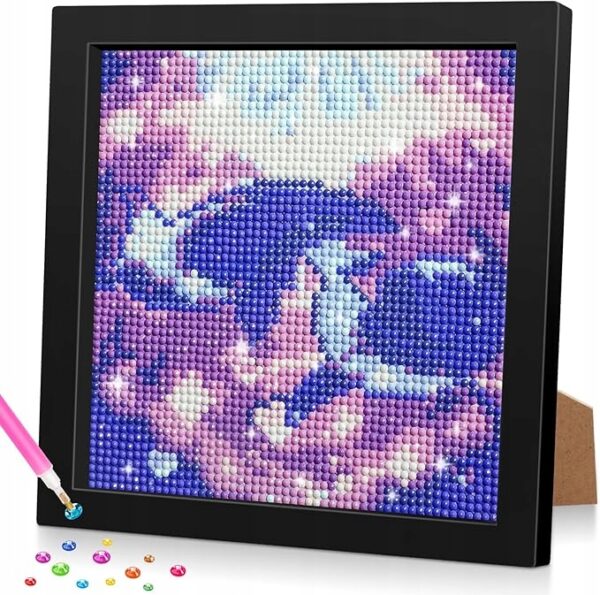 Haft Diamentowy Malowanie Diamentami 5D z Ramą Motyw Delfinów 20x20 cm