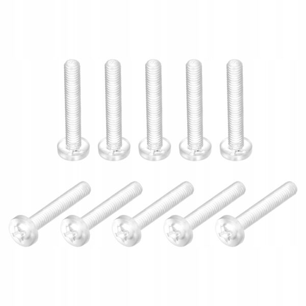 Śruba Phillips plastikowa przezroczysta z łbem cylindrycznym M2x16mm 100szt