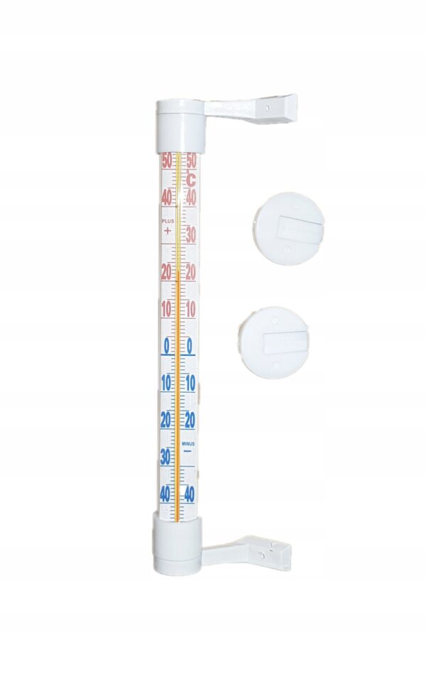 Termometr zaokienny, przyklejany, biały 23cm
