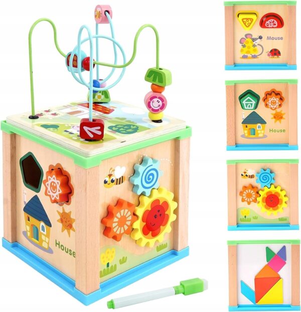 Zabawka Edukacyjna Montessori Sorter Drewniana Poznawanie Kształtów 6 w 1
