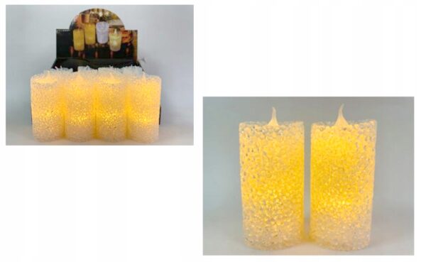 Świeca, świeczka LED ze stałym płomieniem, akryl KROPKI 9x4,5 cm