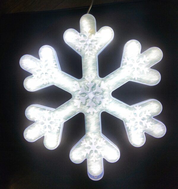 ŚNIEŻKA PŁATEK ŚNIEGU LAMPKA NEON 30cm OZDOBA ŚWIĄTECZNA LED DO OKNA LED