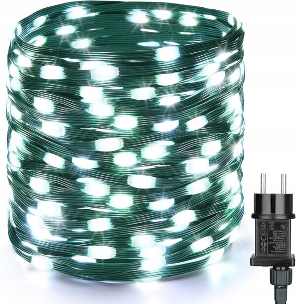 Druciki lampki choinkowe 500 LED 50m barwa zimno białe