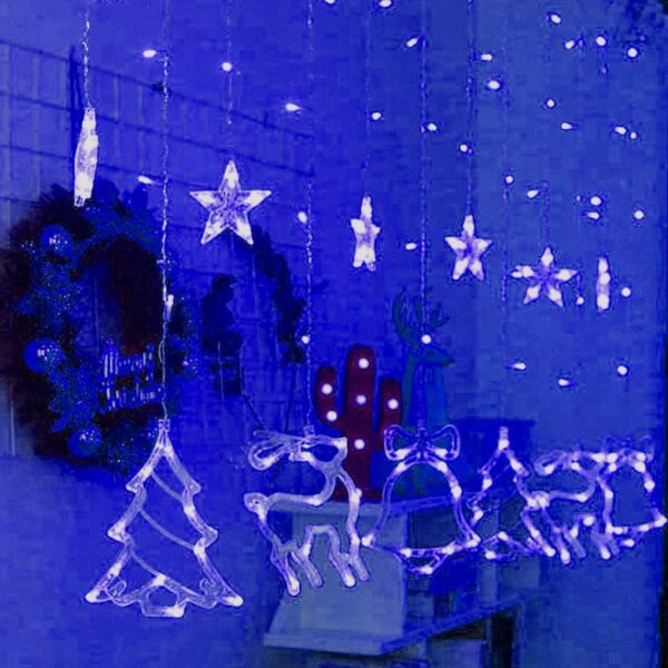 RENIFERKI ŚWIĘTA KURTYNA lampki LED 3M