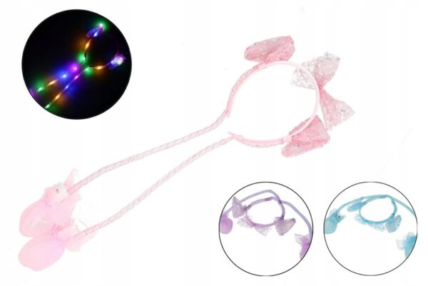 Opaska LED z ruszającymi uszami królika i kokardą 50 cm